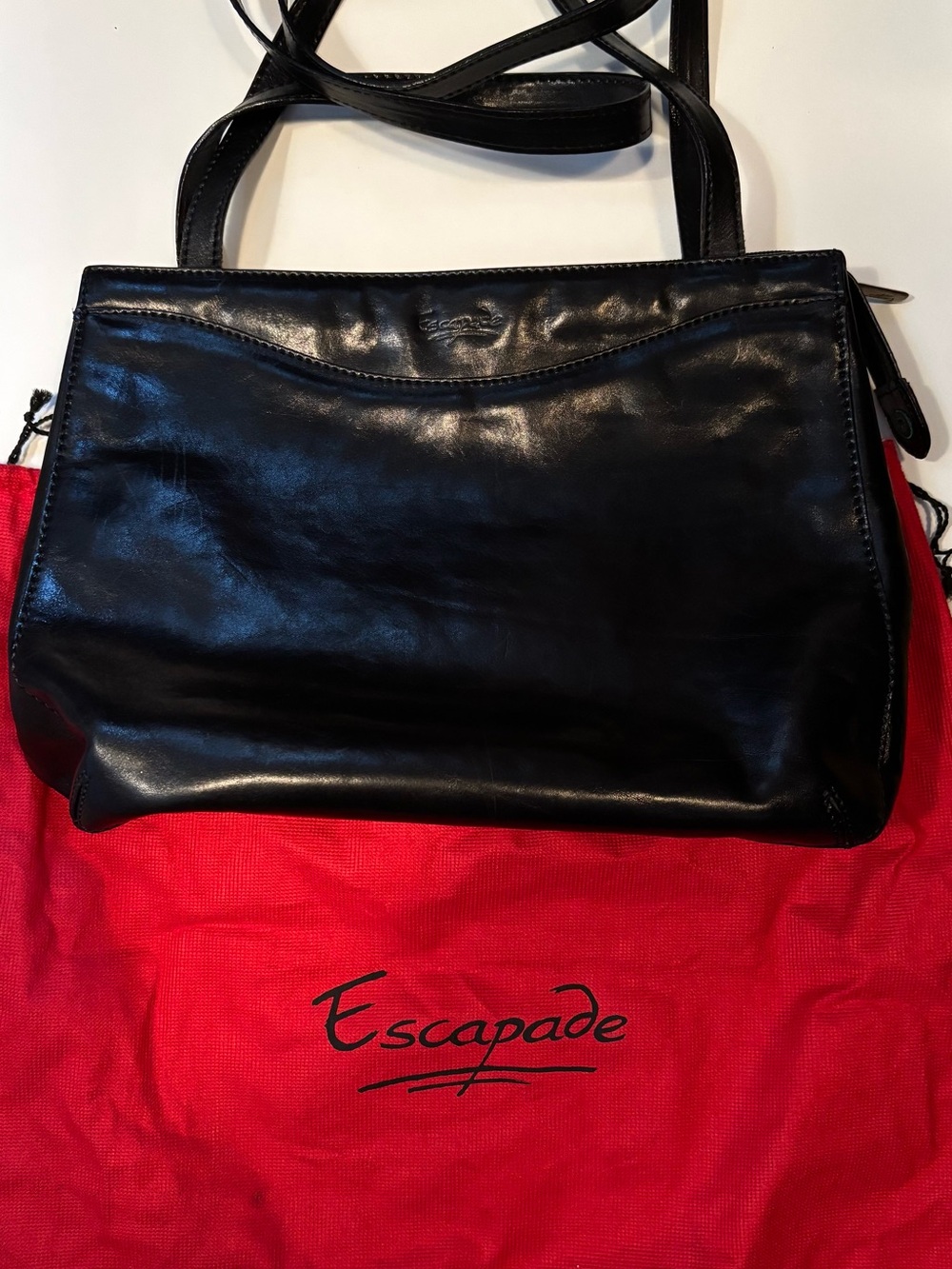 Vintage Black Leather Escape Computer Work Bag